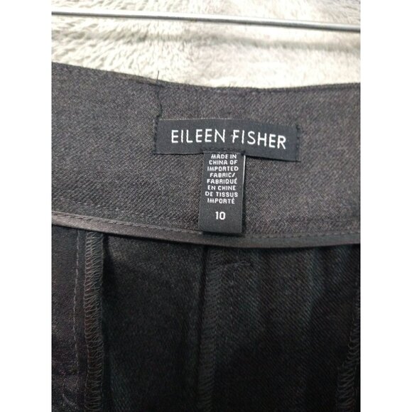 Eileen Fisher Pants Womens 10 Gray Wool Slim Taper Leg Trouser Cuffed Stretch - Picture 7 of 9